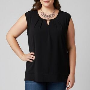 😍SHOW SPECIAL - GEORGE Black Stretch Top with Silver Bead at Neck Size Large